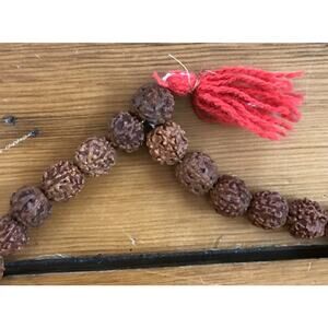 Vintage Rudraksha Japa Mala Shiva Indian Natural Seed Beads Prayer Necklace